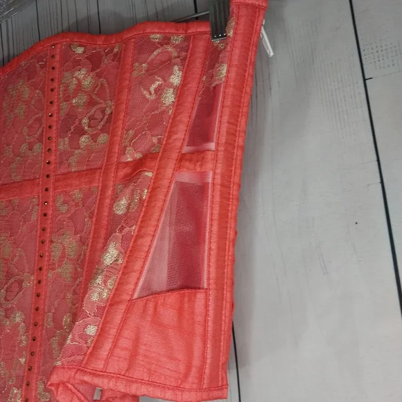 Corset Story Peach Lace-Up With Zip Side Panels Boned Underbust Corset - Picture 2 of 9